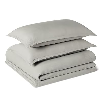 Amazon Basics Brushed Microfiber Comforter Set, Extra Soft with Natural Texture, 3-Piece, King, Grey
