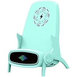Cargador De Tablet Inalambrico RJSQAQE Cargador inalámbrico para mini silla, cargador rápido de 15 W, soporte multifuncional para teléfono, estación de carga inalámbrica portátil, soporte para teléfono con función de altavoz