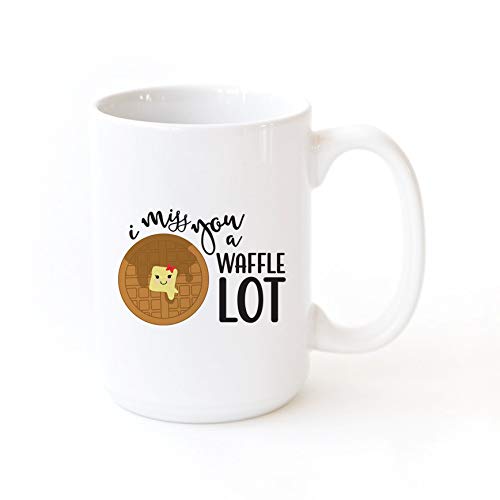 The Cotton & Canvas Co. I Miss You a Waffle Lot Funny Food Pun Porcelain Ceramic Coffee Mug and Tea Cup