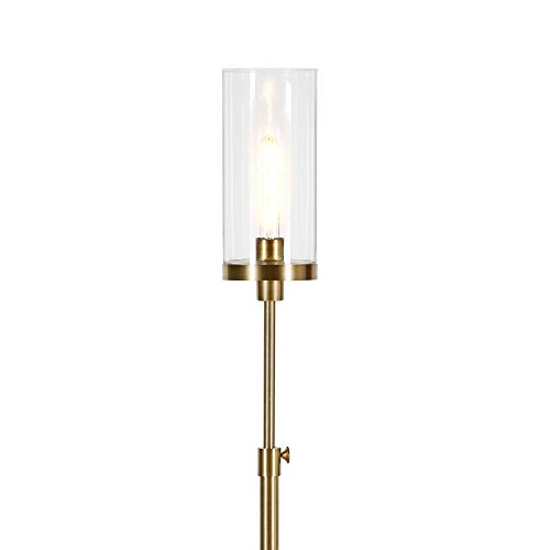 Frieda 66" Tall Floor Lamp With Glass Shade In Brass/Clear #TOP1
