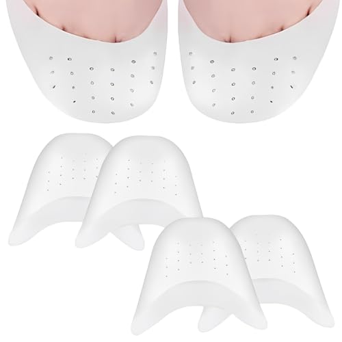 MWUMRCM 2 Pares Protector Dedos Pie Almohadillas de Gel de Silicona para Dedos de los pies con Agujero Transpirable Ballet Pointe Zapatillas de Baile Zapatillas Tacones Altos Toe Cap Protector(Blanco)