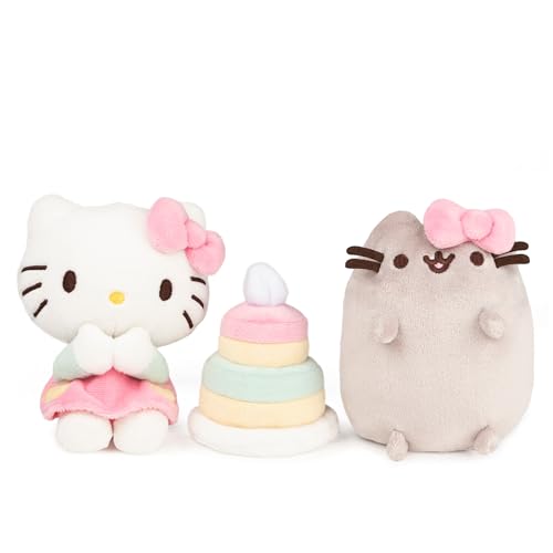 GUND Hello Kitty x Pusheen Best Friend Collector with Cake Set of 3 Plush, 4.5”