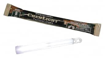 Cyalume ChemLight Military Grade Chemical Light Sticks, White, 6-Inch Long, 8 Hour Duration (Pack of 10)