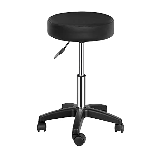 SUPER DEAL Rolling Stools Swivel Chairs Facial Massage Spa Salon Bar Stool Adjustable Hydraulic Rolling Chair,Black