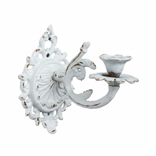 Candelabro de pared vintage de hierro blanco rústico para decoración de interior 2
