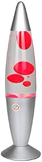 Guilty Gadgets Retro Lava Lamp 16 Peaceful Motion Wax Liquid Relaxation Light Xmas Decoration | Silver Base Clear Water Red Wax