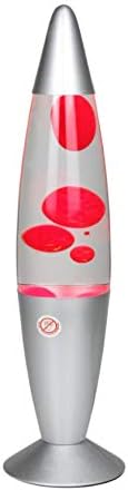 Guilty Gadgets Retro Lava Lamp 16 Peaceful Motion Wax Liquid Relaxation Light Xmas Decoration | Silver Base Clear Water Red Wax