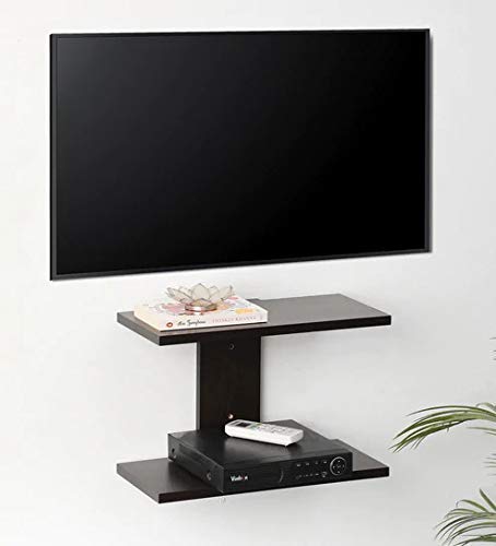Incredible Hub Wooden TV Wall Unit|TV Entertainment Units|Wall Mounted TV Set Top Box Stand Shelf/Rack (Standard,Black)