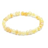 Genuine Amber Unisex Bracelet - Polished Baltic Sea Amber Jewelry - Baroque Shape Amber Beads Hand-Assembled in Europe - 8.6 Inches - Honey