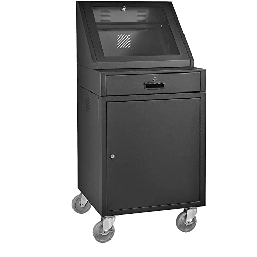 Global Industrial LCD Mobile Console Computer Cabinet, Black, 24-1/2
