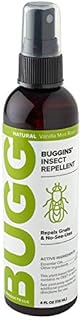 Buggins Natural Insect Repellent, DEET-Free, Repels Gnats & Flies, Plant Based, Vanilla Mint & Rose Scent, 4-oz