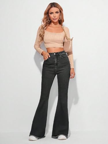 Image of KOTTY Women's Bootcut Flare Jeans with Slim Fit Thigh and Wide Hem Design