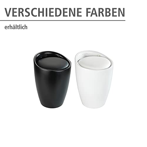 WENKO Badhocker Candy Schwarz matt, Sitzgelegenheit, Hocker mit Stauraum für das Badezimmer und Wohnzimmer, integrierter Wäschesammler, ABS-Kunststoff, BPA-frei, Fassungsvermögen 20 L, Ø 36 x 50,5 cm
