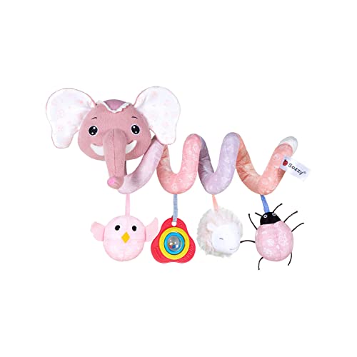 Image of Jollybaby Baby Car Seat Stroller Toys, Plush Activity Hanging Spiral Activity Pram Crib with Music Box, Rattles, Squeaker for Babies Infant Boys Girls(SZ Pink Elephant)