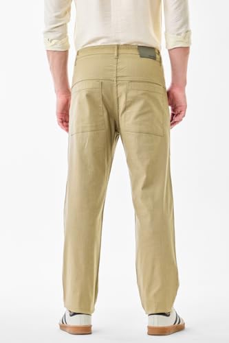 Image of SNITCH Men Casual Trousers | Baggy Fit Wide-Leg Relaxed Style with Textured Pattern & Utility Pockets | Cotton Blend Fabric for Summer & Everyday Comfort