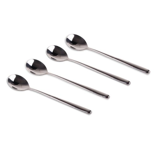 Quality Korean Stainless Steel Rice Spoon/Soup Spoon, Long-handled Great Circle Coffee Spoon (4pcs)