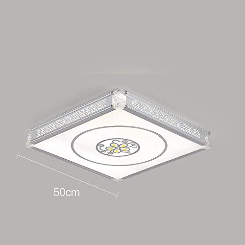Plafonnier LED Carré 50cm Argenté Télécommandé pour Salon