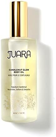 JUARACandlenut Glow Body Oil | Deluxe Hydration for Skin, Hands, Feet, Hair | Lightweight Formula | Moisturizing Treatment | Dry Skin Therapy | Paraben and Sulfate Free | 4 oz (Candlenut)