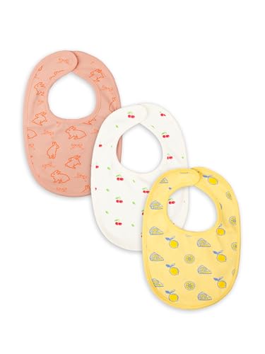 Image of Kidbea Organic Cotton Baby Bib, Adjustable Snap Closure Soft Absorbent Feeding Bibs Apron for Newborns & Infants Child With Cute Prints | Reusable Baby Essential