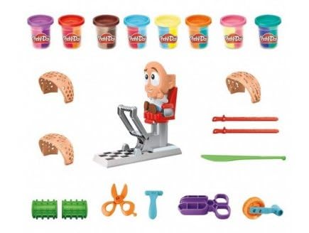 Coffret Salon de Coiffure pour Play doh avec 8 Pots de Pate a Modeler Tricolore - Set Coiffeur creatif avec 1 Carte - kit Accessoires