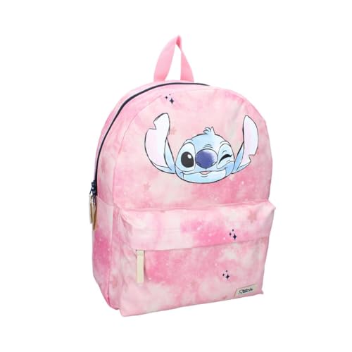Sac à dos Stitch rose pour fille de 39 cm idéal pour l'école maternelle et la garderie