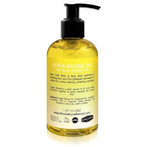 Brookethorne Naturals RENEW MASSAGE OIL With Orange, Lemon & Peppermint Essential Oils - Great For Massage Therapy Or Home Use. Ideal thumb #5