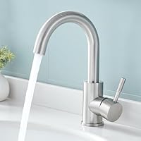 Fransiton Wasserhahn Bad Hoch, 360° Drehbar wassersparende Waschtischarmatur Hoch mit Warm/Kaltwasser Mischbatterie Einfache Montage für Badezimmer/küche Waschbecken Kleine Wohnmobil (Edelstahl)