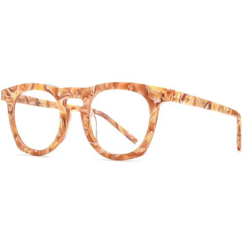 Image of HEPIDEM Multicolor Acetate Glasses Frame Women,Round Vintage Retro Optical Eyeglasses 9339