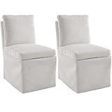 Kmax Slipcovered Dining Chairs Set of 2, Modern Upholstered Armless Kitchen Chair, Accent Single Sofa Chair for Diningroom Livingroom, Beige