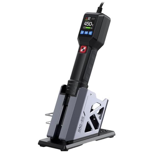 DewinLVD Pistola de aire caliente, 550 W, 100 °C hasta 450 °C, 20 velocidades de viento ajustables con 1 boquilla, pistola de aire caliente eléctrica para trabajos de soldadura, reparación de