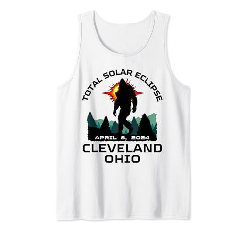 Eclipse solar total Cleveland Ohio 8 de abril de 2024 Broma Bigfoot Camiseta sin Mangas