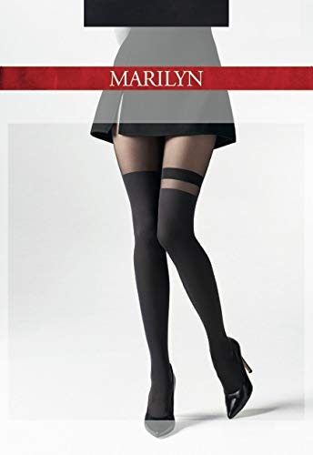 Image of MARILYN Mock Suspender Tights Over Knee Stockings Illusion Thigh High European Design