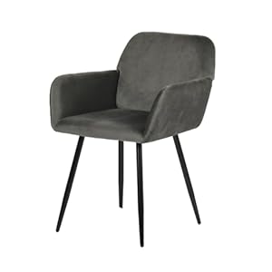 EGGREE Esszimmerstühle 1er Set Samt Stühle mit Armlehnen Gepolsterte Küchenstühle Moderner Design, Hochwertige Stühle für Esszimmer Wohnzimmer mit Stabilen Metallbeinen Tragkraft 150 kg, Dunkelgrau