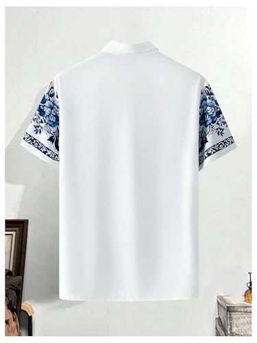 OYOANGLE Men's Floral Print Button Down Collared Shirts Summer Vacation Beach Shirt Tops2