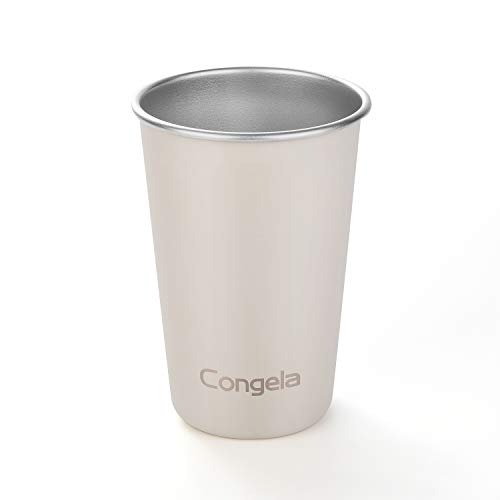 Congela 16Oz 4Pack Stainless Steel Pint Cups Set,Ultra Thick Single Wall Beer Mug Beer Glasses,Cement Color For Outdoor,Sand Color(Cement, 16Oz X 4Pack) #TOP1