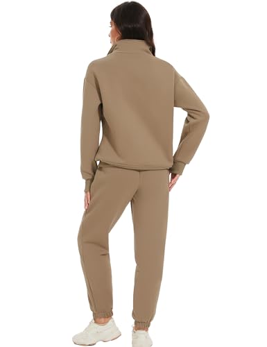 Eisctnd Womens Fleece 2 Piece Sweatsuit Lounge Set Long Sleeve Sweatshirt Jogger Pants Tracksuit Sweatsuit 2025 Fall Sets4