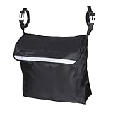 LALADEFIEE Wheelchair Storage Bag with Armrest Pouch Large Capacity Hanging Organizer for Walkers and Rollators Black Back Carrier Bag for Seniors Mobility Aid