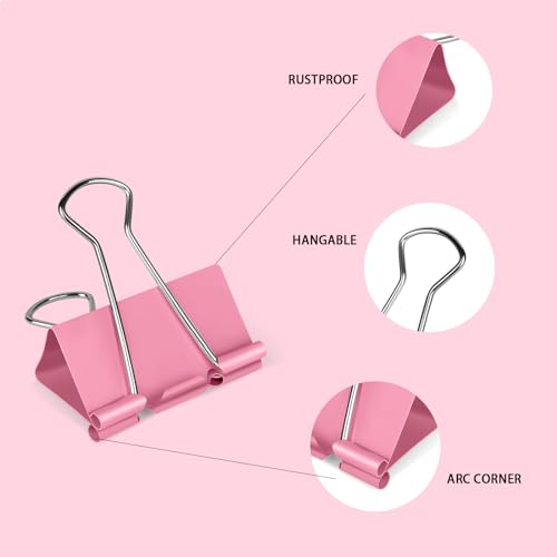 Image of Ufmarine Extra Large Binder Clips 2 inch Length, (40 Pcs) Colorful Paper Clips Large for Office