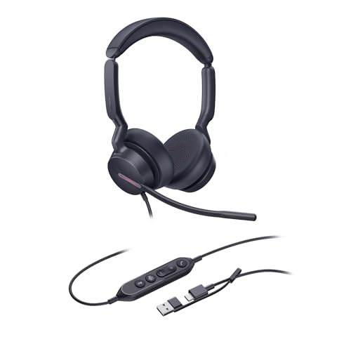 Auriculares UH46 con cable USB dual para evitar problemas de batería en llamadas 4