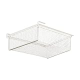 KAJHSTLOZ Hanging Pullout Drawer Basket Iron Drawer Shelf Container Storage Basket for Living Room Household Laundry Room Office Cupboard(White,Medium)