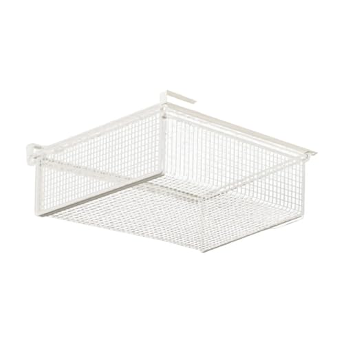 KAJHSTLOZ Hanging Pullout Drawer Basket Iron Drawer Shelf Container Storage Basket for Living Room Household Laundry Room Office Cupboard(White,Medium)