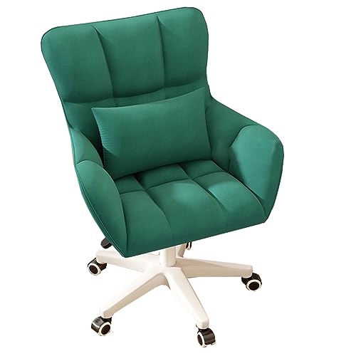 Chaise de bureau en velours vert avec dossier moyen au design raffiné