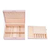 LXKJDS Joyero rosa de 2 niveles con cerradura para mujer, viaje a casa