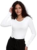 COZYFIT Underscrub Long Sleeve Women - Scrubs Undershirts for Nurse with Soft Fabric, Crew Neck Tee, White, M