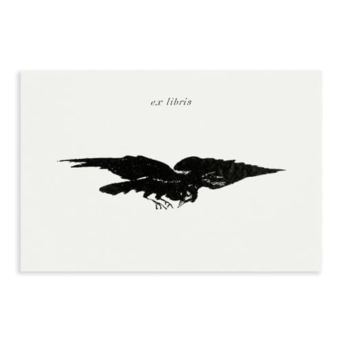 QIENAZIO Stampa artistica da parete su tela, motivo: Flight of The Raven Ex Libris 1875, Edouard Manet Dark Academic, decorazione per camera da letto e ufficio, 40 x 60 cm