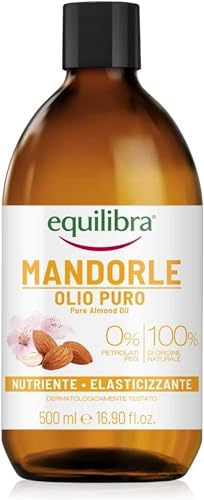 equilibra Corpo, Olio di Mandorle Puro, Olio di Mandorle Dolci, Protettivo, Nutriente ed Elasticizzante, Aiuta a Prevenire le Smagliature in Gravidanza o Durante una Dieta Ipocalorica, 500 ml