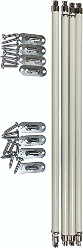 Amazing Drapery Hardware swivel end sash rods, 4 pack, silver ends and hardware (21-38 inch, 4 pack, white)