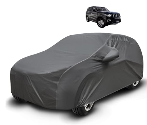 Image of Auto Hub Waterproof Car Cover Compatible with Mahindra Scorpio N with Mirror Pockets, Soft Cotton Lining, Scorpio N Car Cover Waterproof, Grey