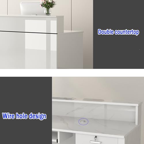 Bureau de réception gain de place avec coins verrouillables, comptoir de réception de bureau moderne, table de vente au détail et design fonctionnel pour les espaces d'affaires