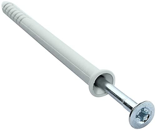 AERZETIX - C49828 - Satz von 10 Nageldübel kunststoff mit schrauben mit senkkopf - Ø6x81mm - universell mit kragen - für befestigung aus beton ziegel stein
